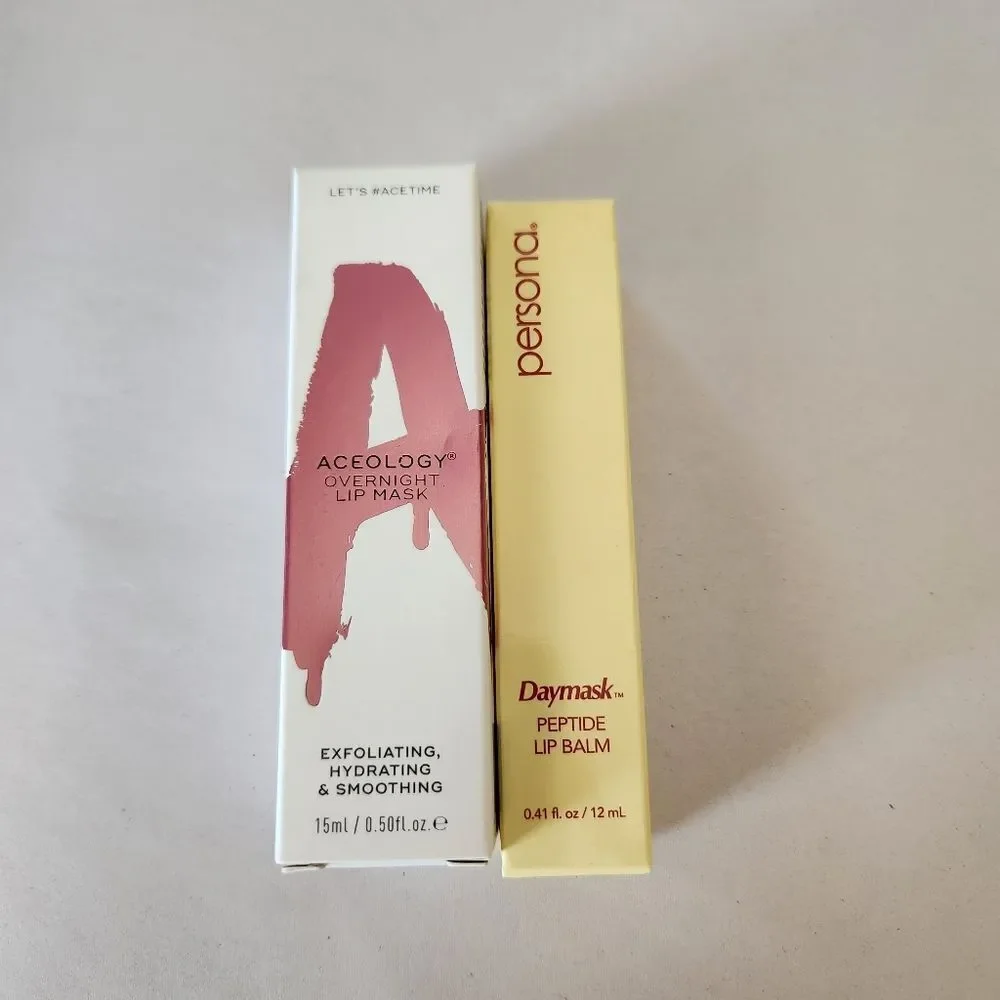 Aceology & Persona Lip Mask and Peptide Lip Balm Bundle NIB